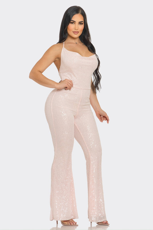 Pink Sequins Jumpsuit