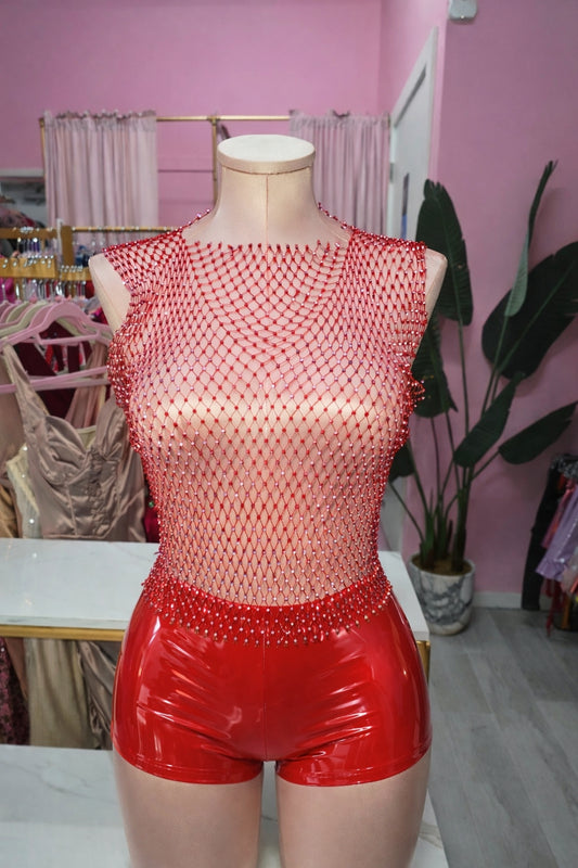 Rhinestone Mesh Top